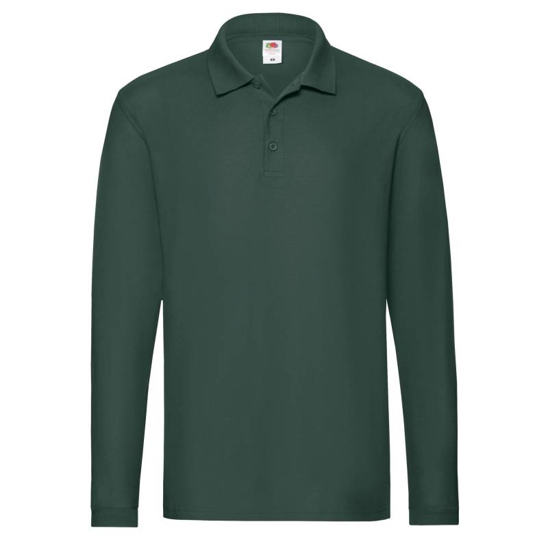 Premium Poloshirt Langärmlig Herren Waldgrün 3XL von Fruit of the Loom