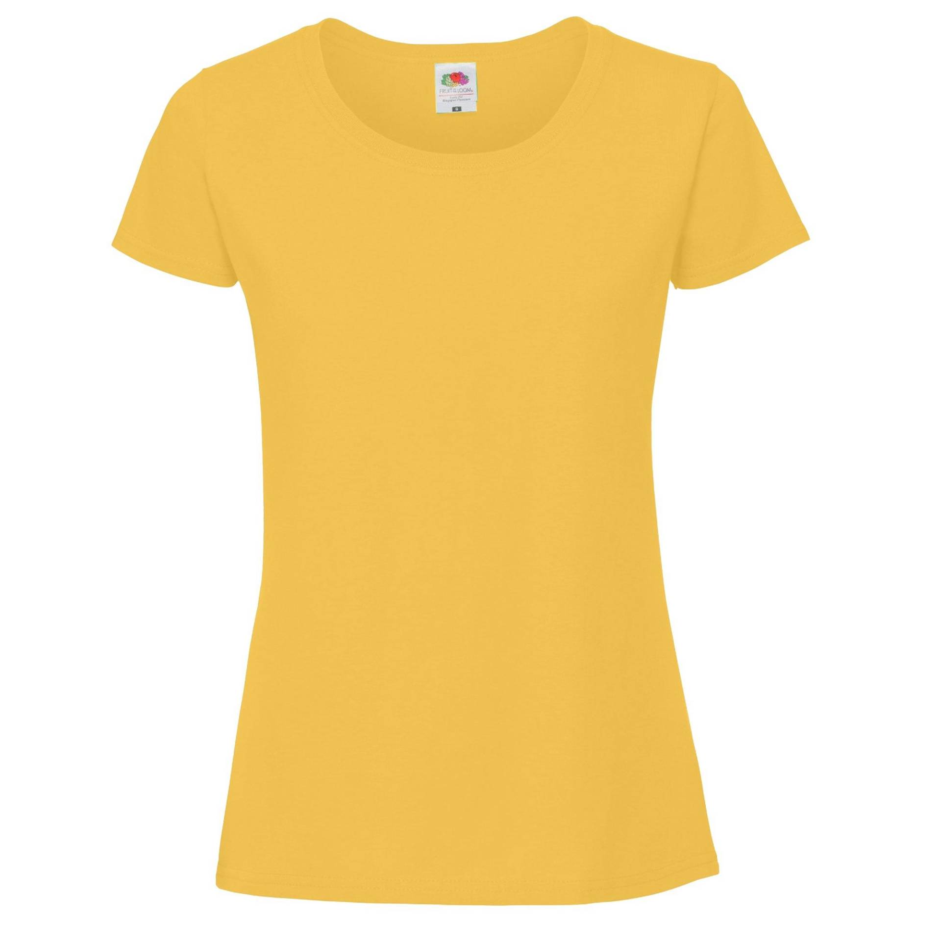 Premium Tshirt Damen Gelb S von Fruit of the Loom