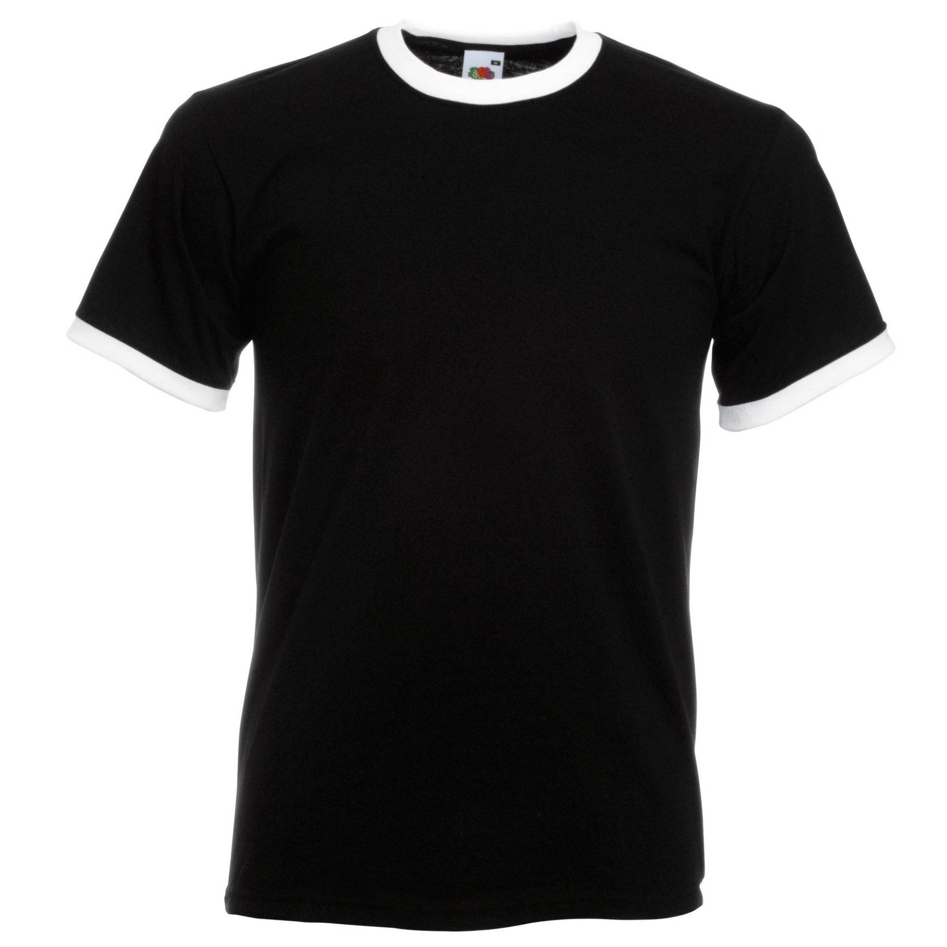 Ringer Tshirt Herren Schwarz S von Fruit of the Loom