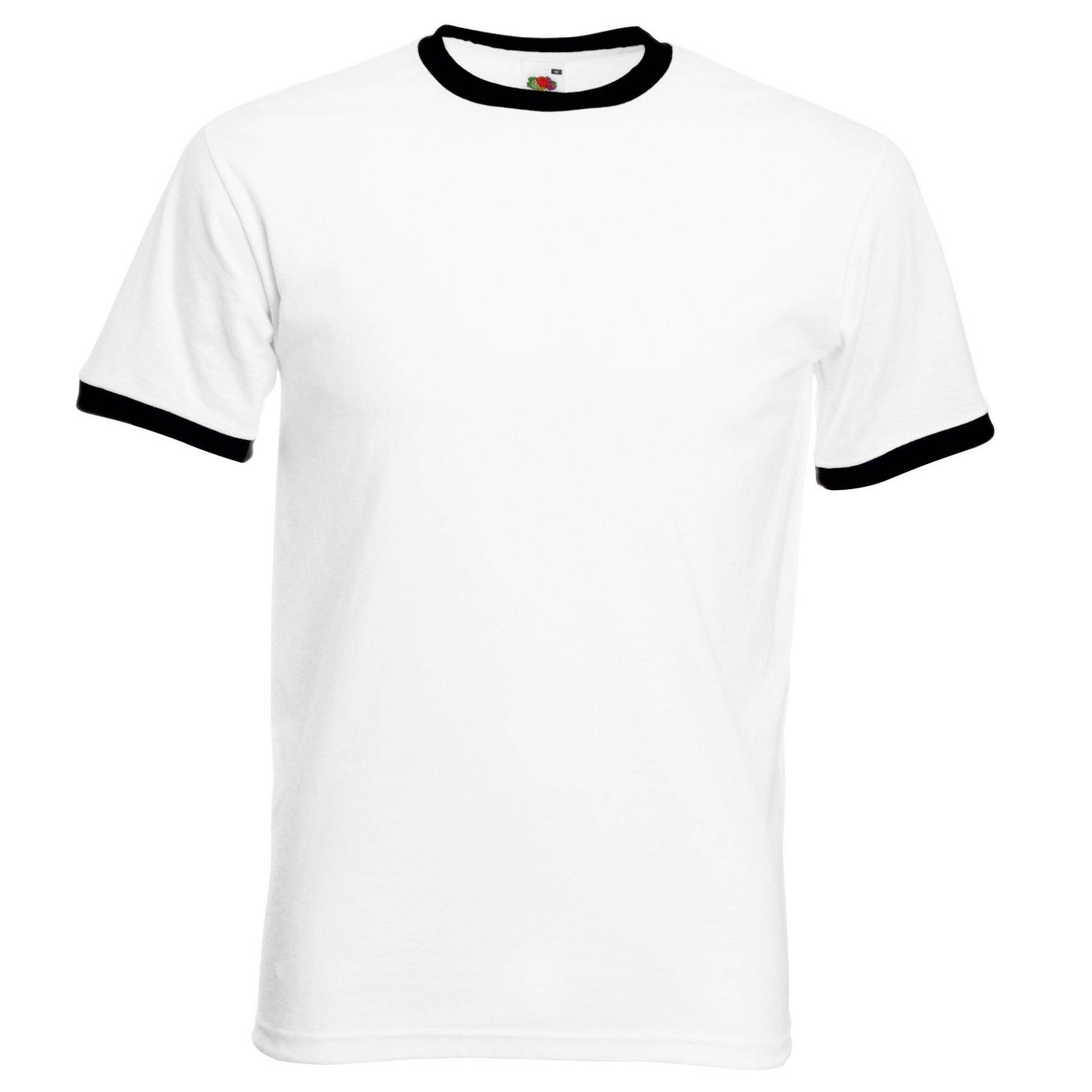 Ringer Tshirt Herren Weiss L von Fruit of the Loom