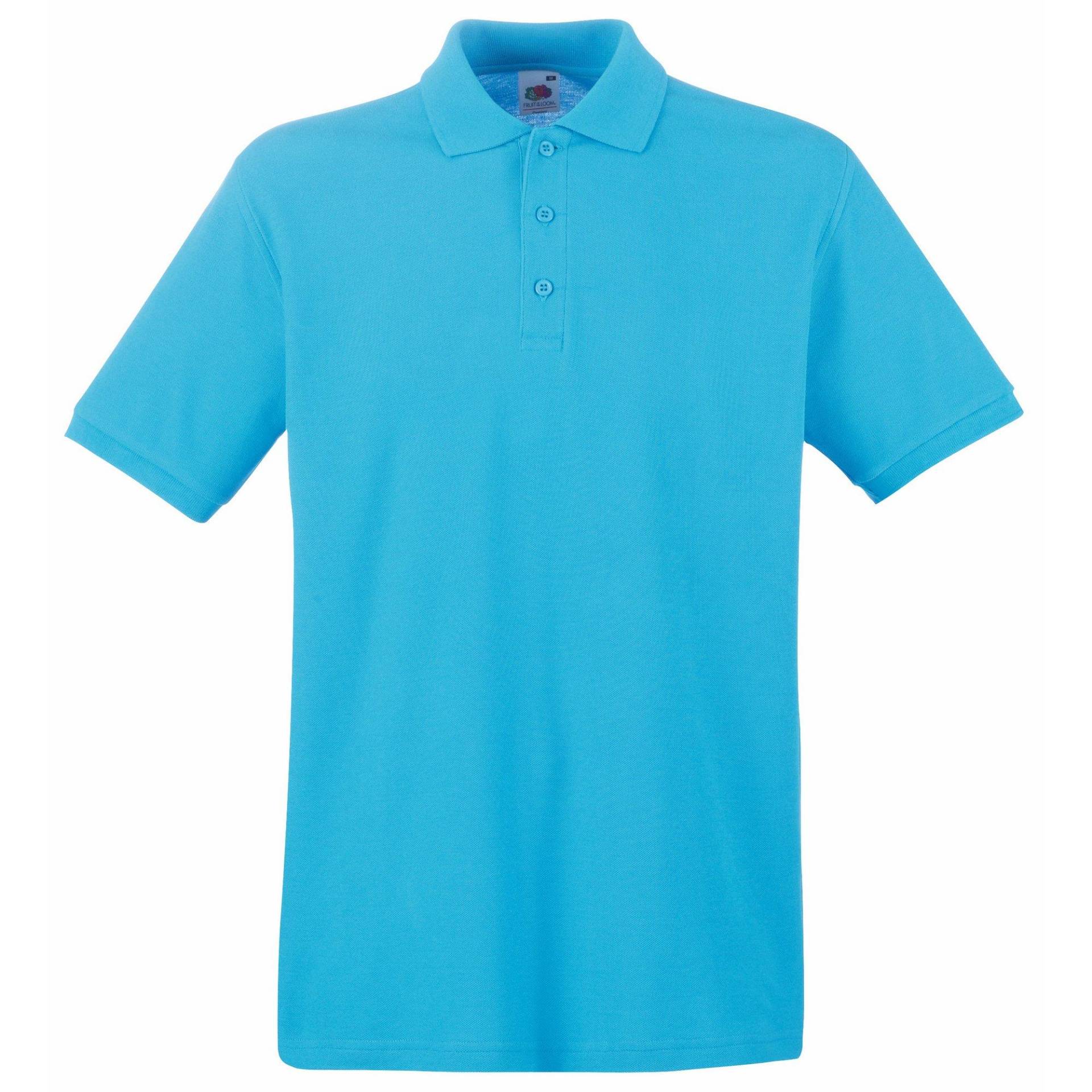 Premium Poloshirt, Kurzarm Herren Blau L von Fruit of the Loom