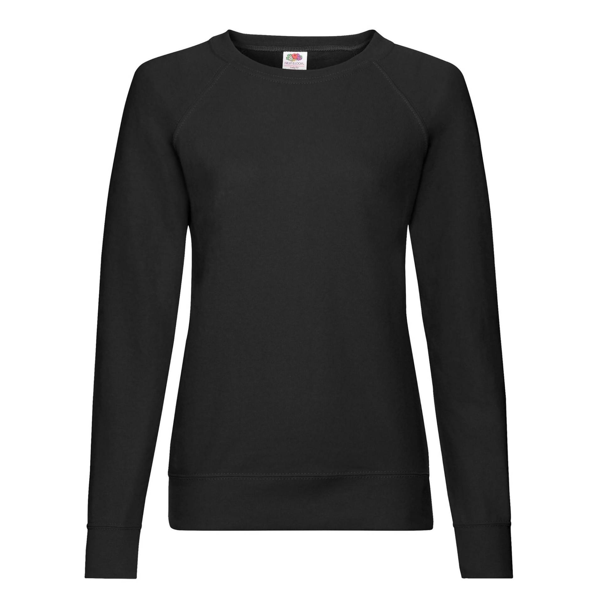 Sweatshirt Leicht Raglanärmel Damen Schwarz 34 von Fruit of the Loom