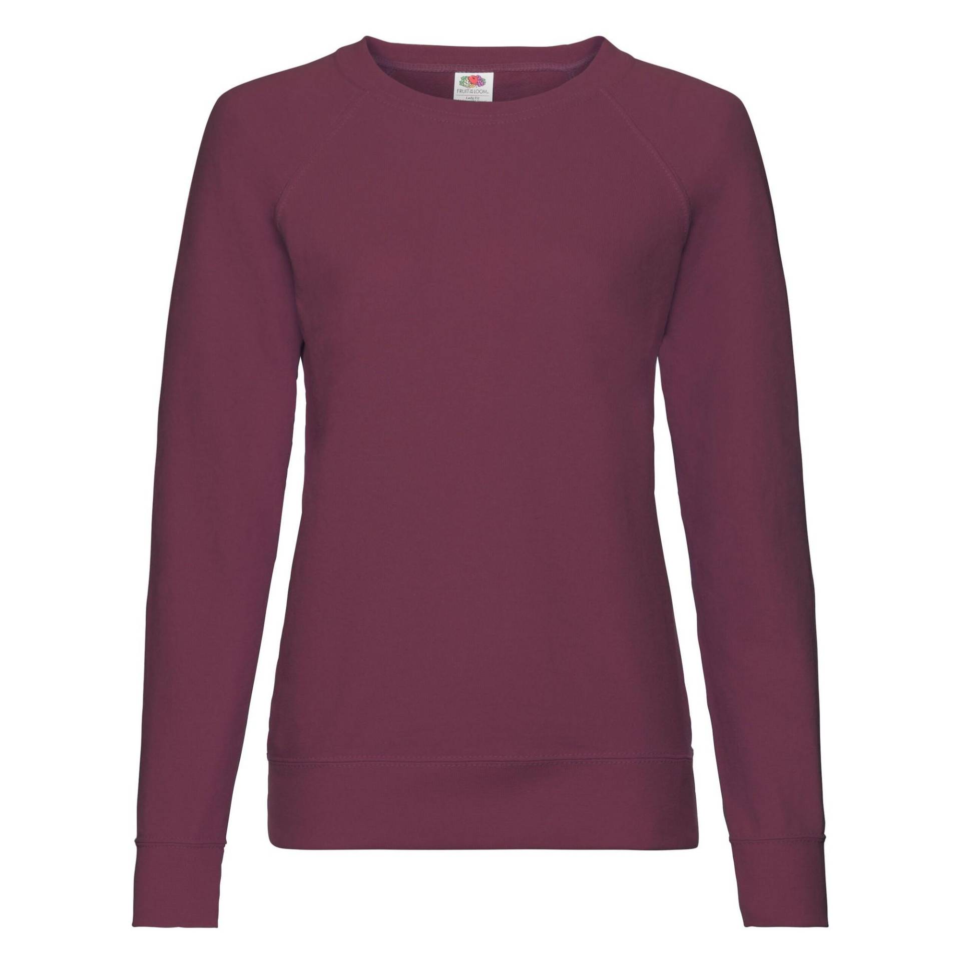 Sweatshirt Leicht Raglanärmel Damen Weinrot 40 von Fruit of the Loom