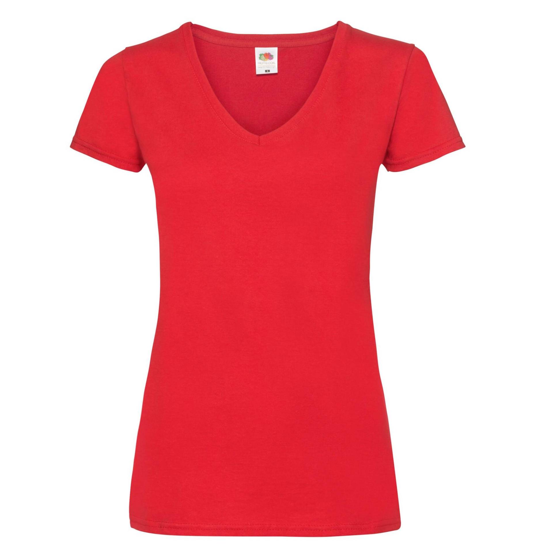 Tshirt Vausschnitt Damen Rot Bunt XS von Fruit of the Loom