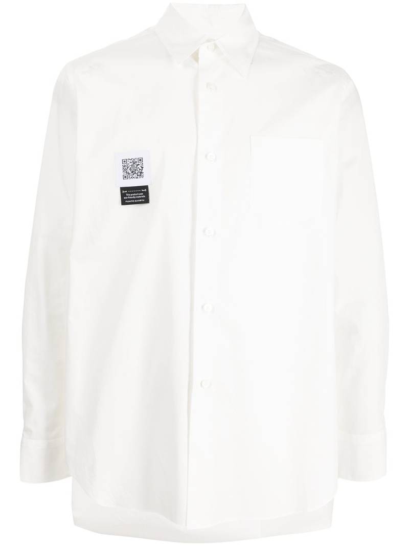 Fumito Ganryu logo-patch draped cotton shirt - White von Fumito Ganryu