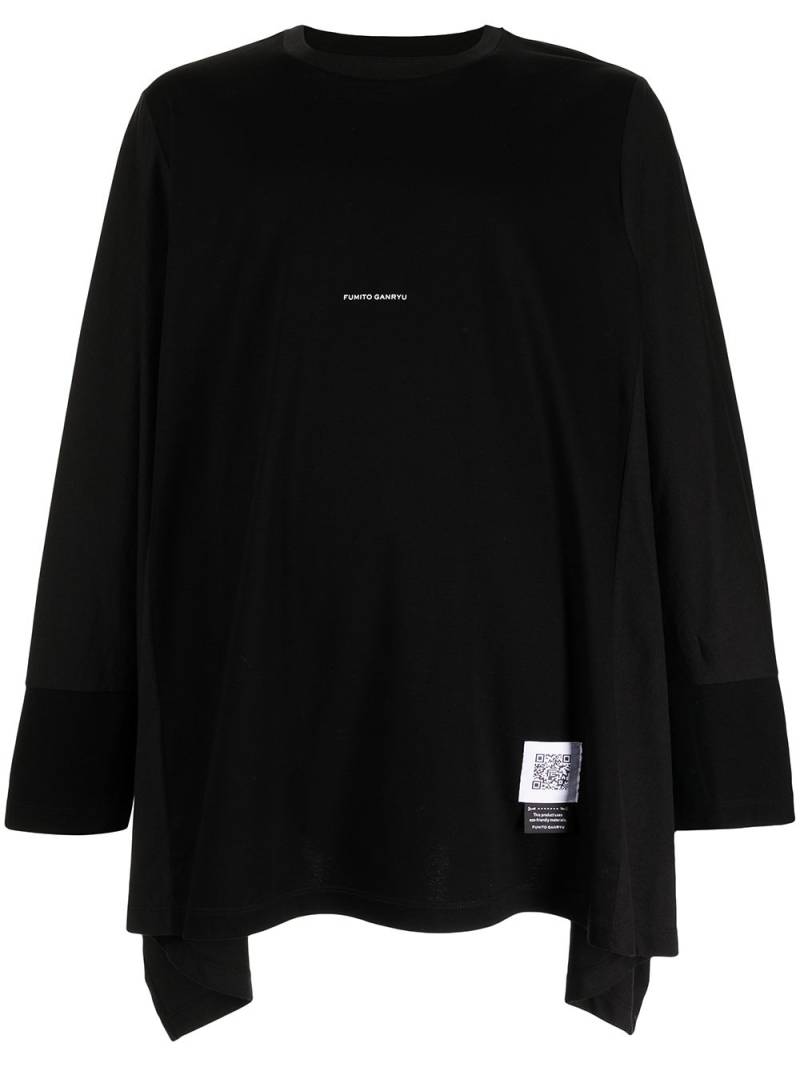 Fumito Ganryu logo-print long-sleeve draped T-shirt - Black von Fumito Ganryu