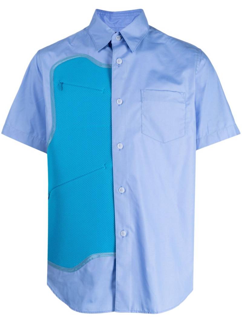 Fumito Ganryu mesh-panel short-sleeve shirt - Blue von Fumito Ganryu