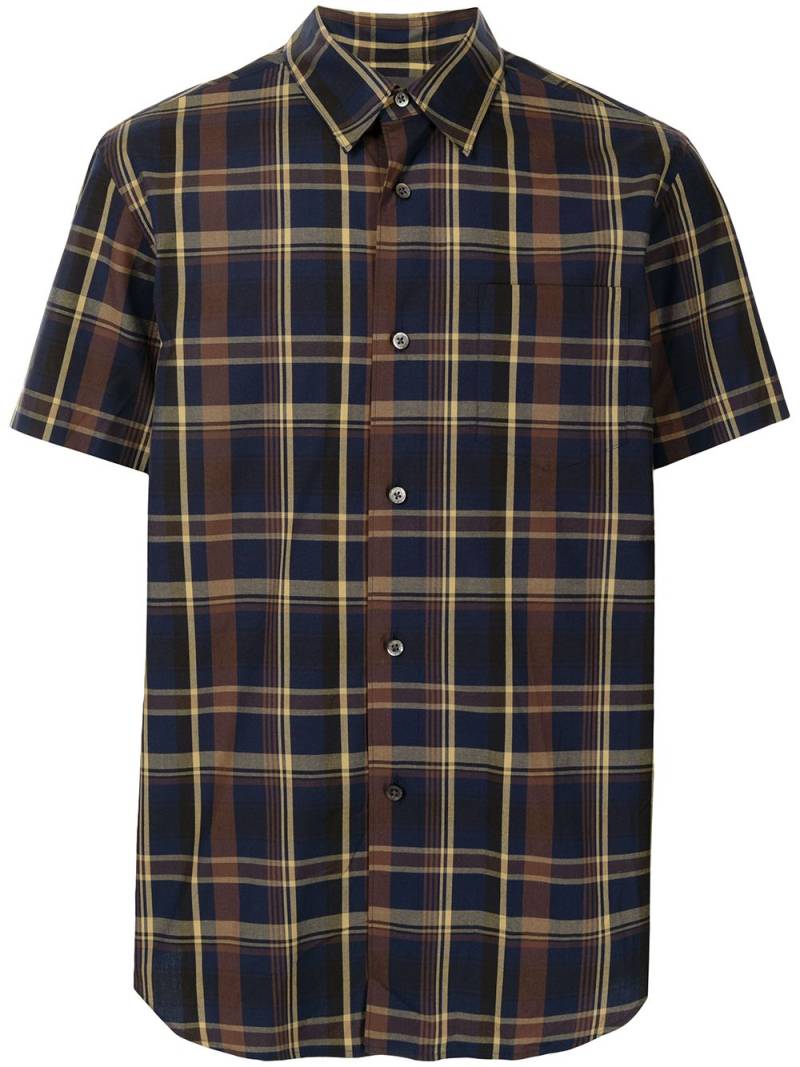 Fumito Ganryu pleated-back plaid shirt - Blue von Fumito Ganryu