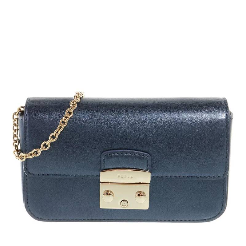 Furla Schultertasche - Metropolis Mini Crossbody - Vitello Gardena Metal - Gr. unisize - in Blau - für Damen von Furla