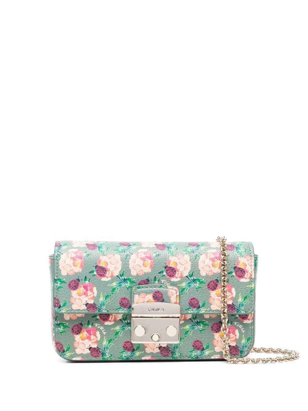 Furla floral-print fold over satchel - Green von Furla