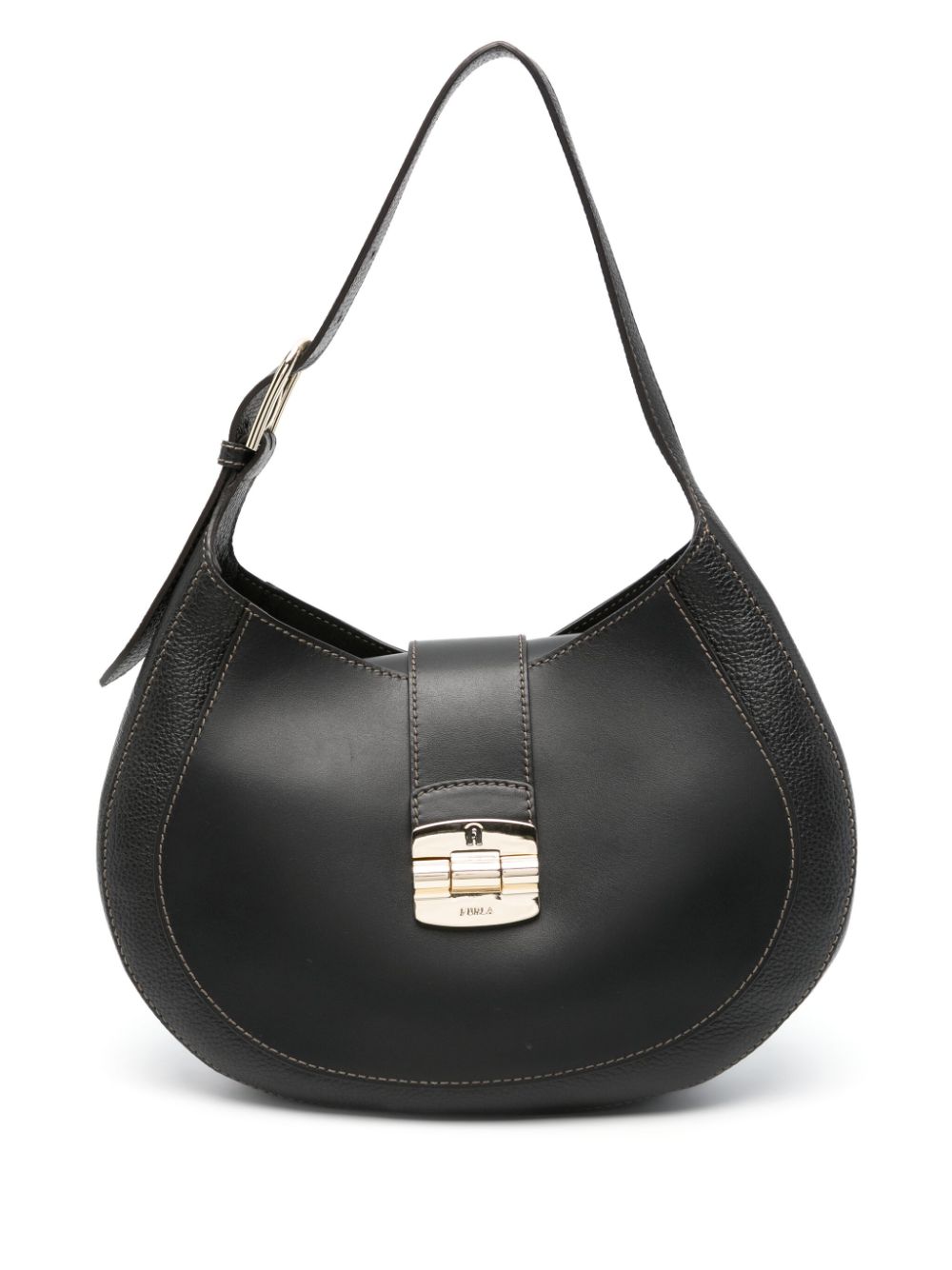 Furla logo-debossed leather shoulder bag - Black von Furla