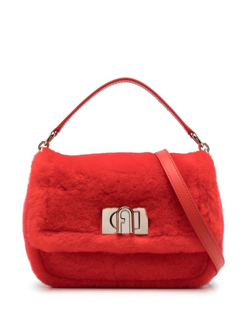 Furla logo-plaque sheepskin tote bag - Red von Furla