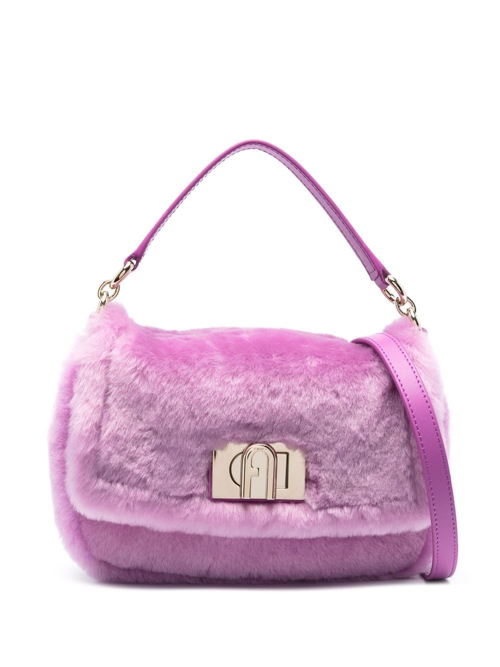 Furla shearling satchel bag - Purple von Furla