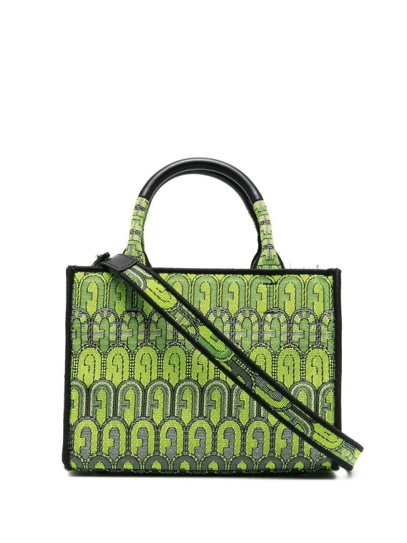 Furla small logo-jacquard tote bag - Green von Furla