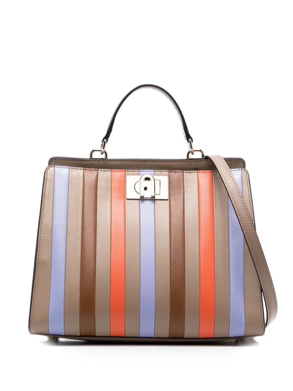 Furla stripe-detail leather tote bag - Brown von Furla