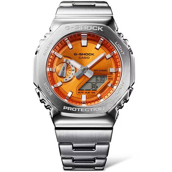 G-SHOCK Analog-Digitaluhr CasiOak, Classic G-Steel orange von G-SHOCK