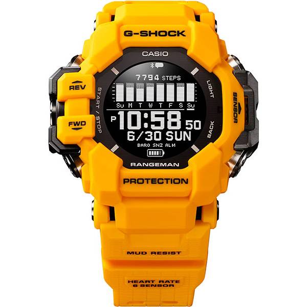 G-SHOCK Rangeman GPS Solar Funkuhr, Multisensor, gelb von G-SHOCK