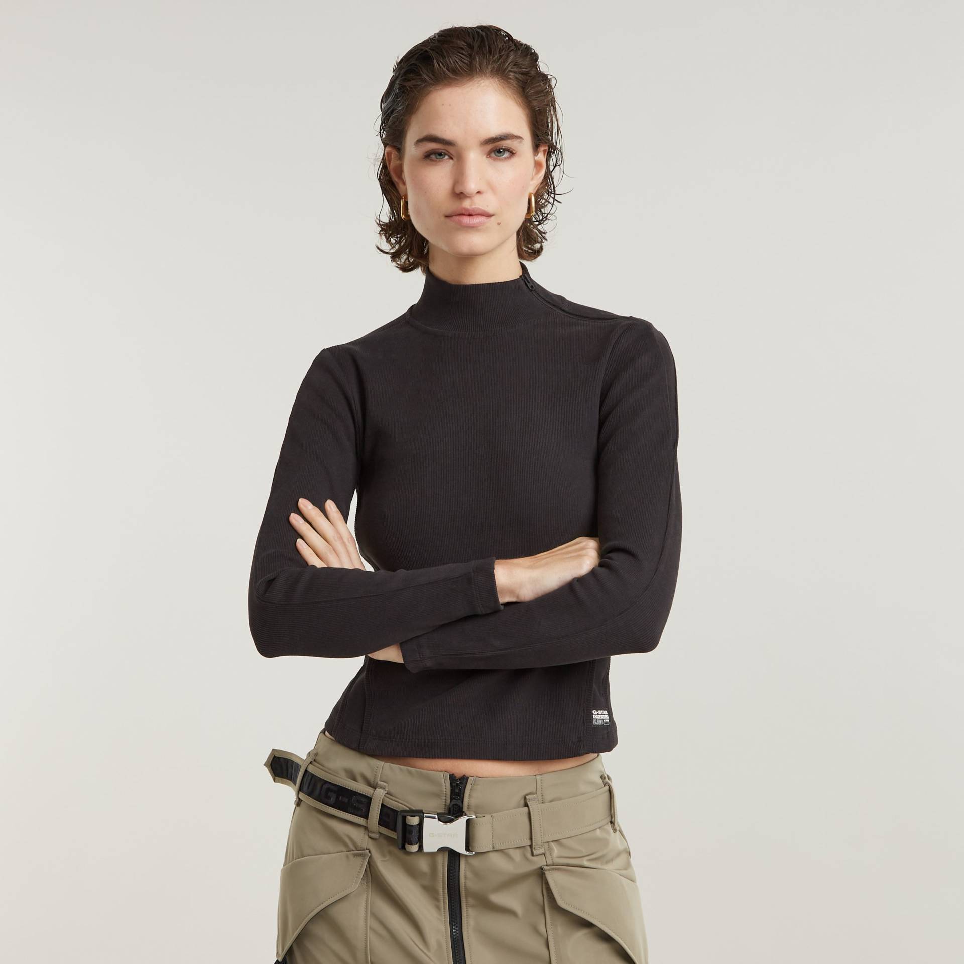 G-STAR T-Shirt »Asymmetric Zip Cropped Slim Mock« von G-STAR