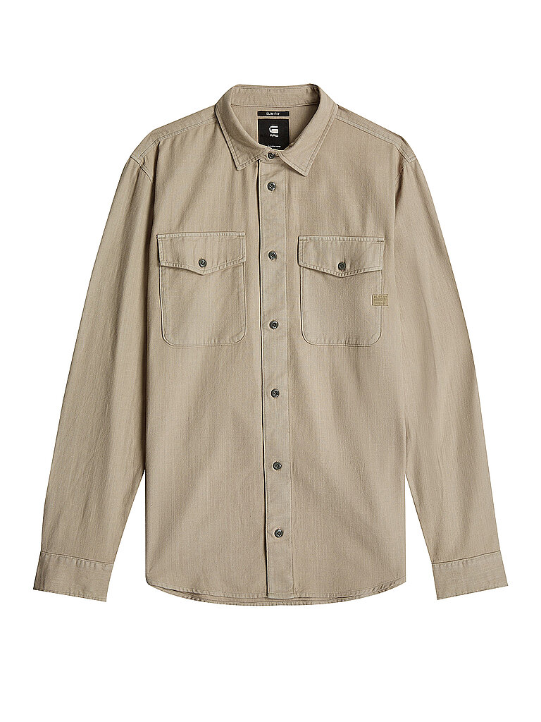 G-STAR RAW Hemd Slim Fit  beige | L von G-Star Raw