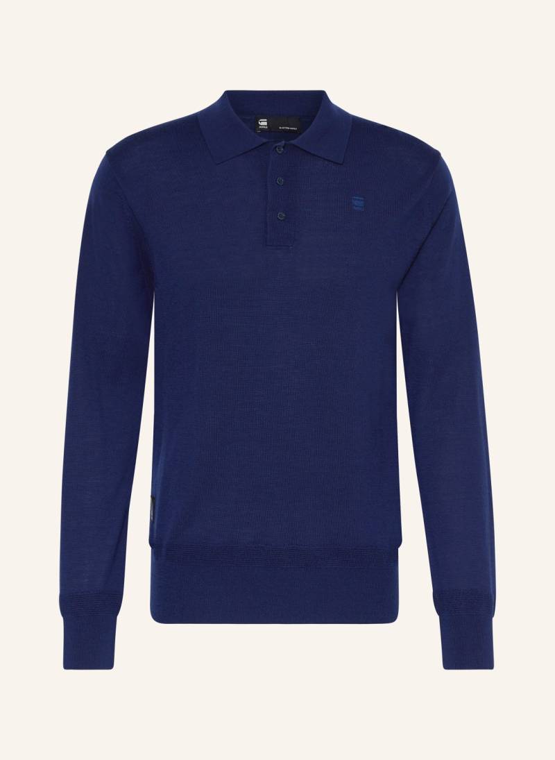 G-Star Strick-Poloshirt Dunda Aus Merinowolle blau von G-Star