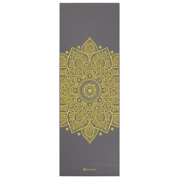 GAIAM - 6 mm Premium Printed Yoga Mat - Yogamatte Gr 61 cm x 173 cm x 0,6 cm grau;oliv von GAIAM