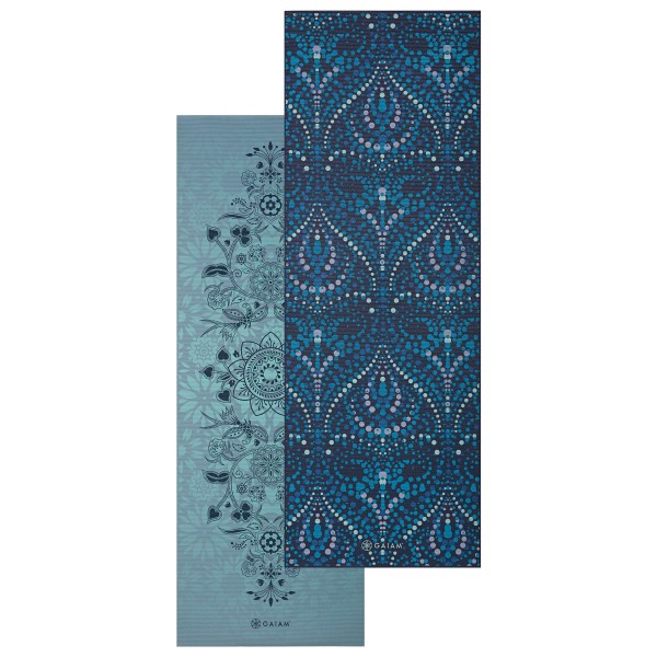 GAIAM - 6 mm Premium Reversible Yoga Mat - Yogamatte Gr 61 cm x 173 cm x 0,6 cm blau von GAIAM