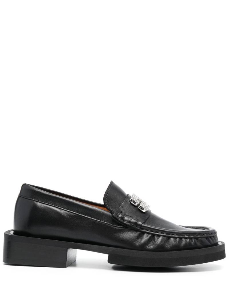 GANNI 30mm logo-plaque loafers - Black von GANNI