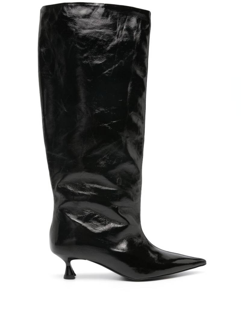 GANNI 45mm knee-high mid-heel boots - Black von GANNI