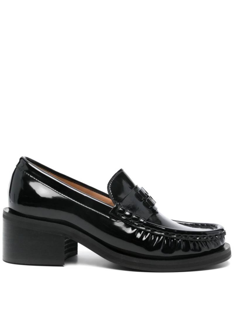 GANNI 55mm patent-finish loafers - Black von GANNI