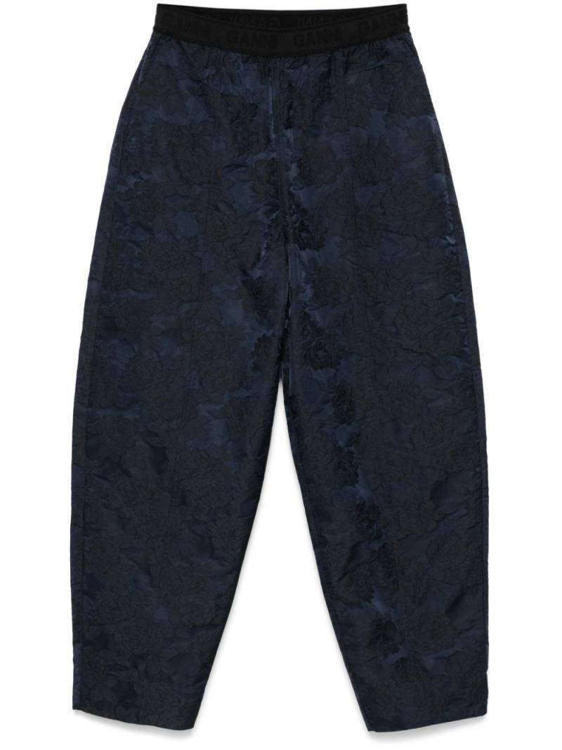 GANNI botanical-jacquard trousers - Blue von GANNI