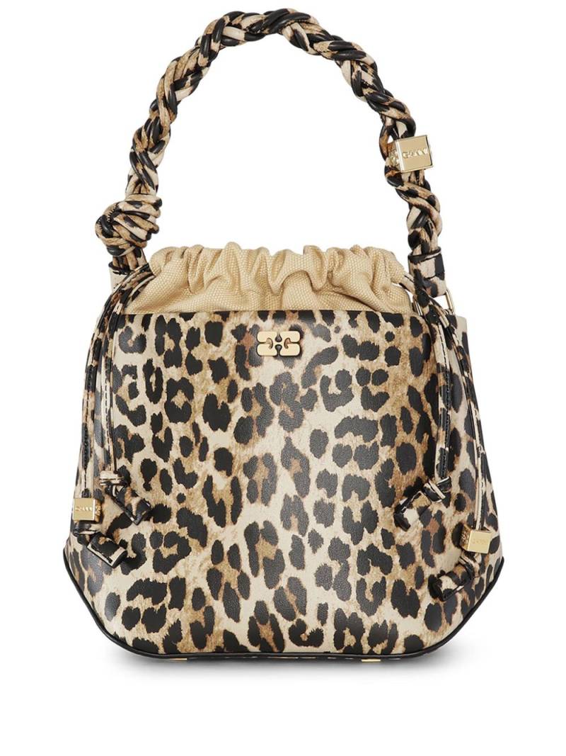 GANNI Bou leopard-print tote bag - Brown von GANNI