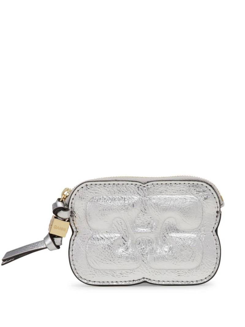 GANNI Bou metallic-effect zip-fastening wallet - Silver von GANNI