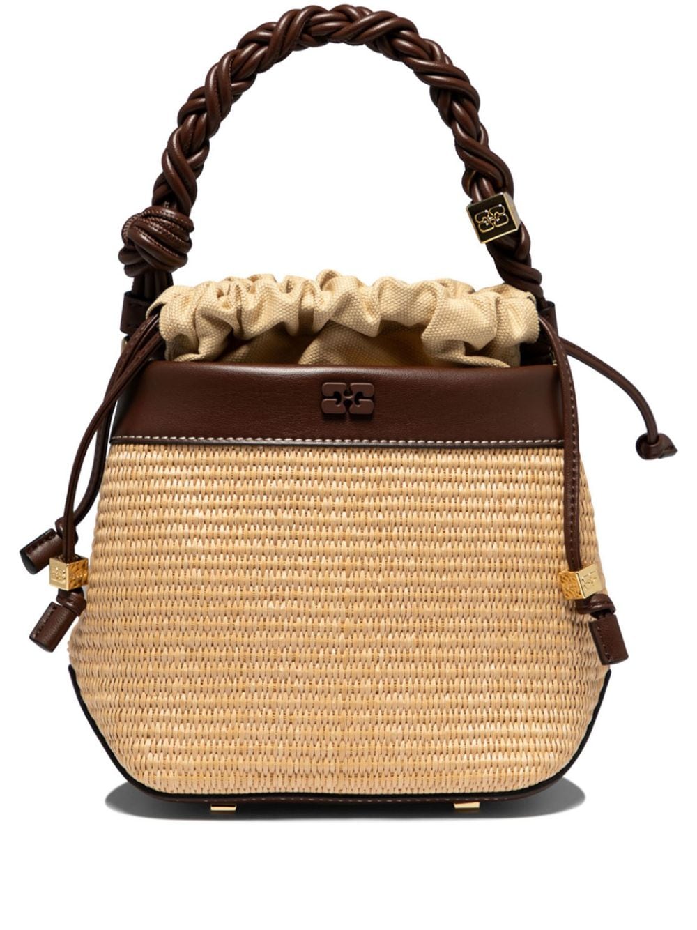 GANNI Bou woven bucket bag - Neutrals von GANNI