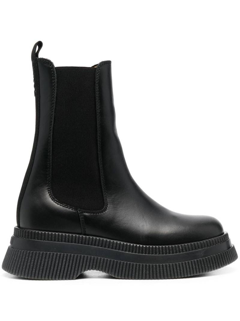 GANNI Creepers leather Chelsea boots - Black von GANNI