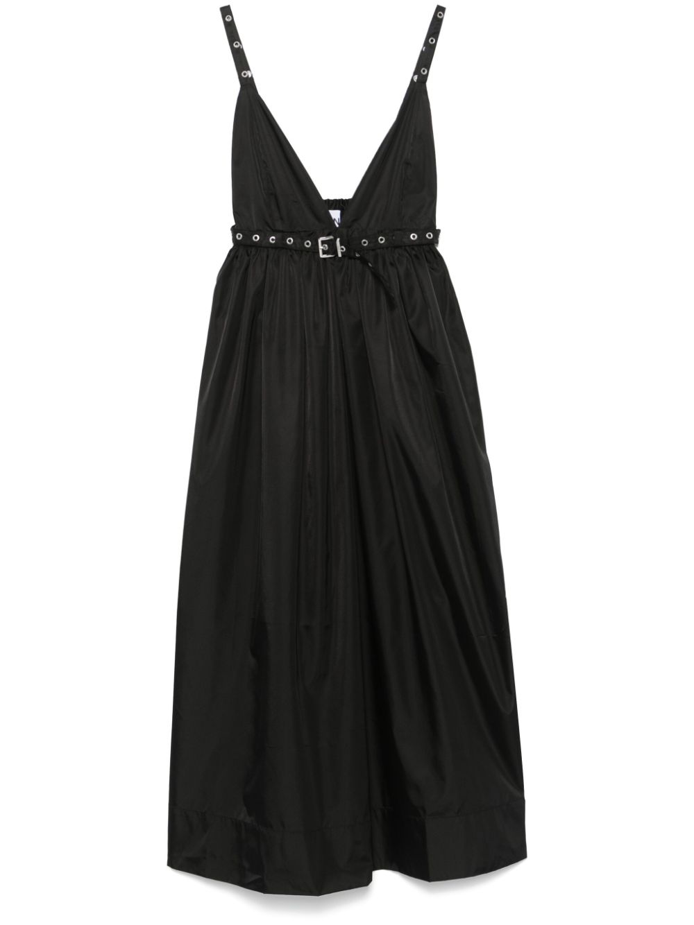 GANNI Duchesse Strap midi dress - Black von GANNI