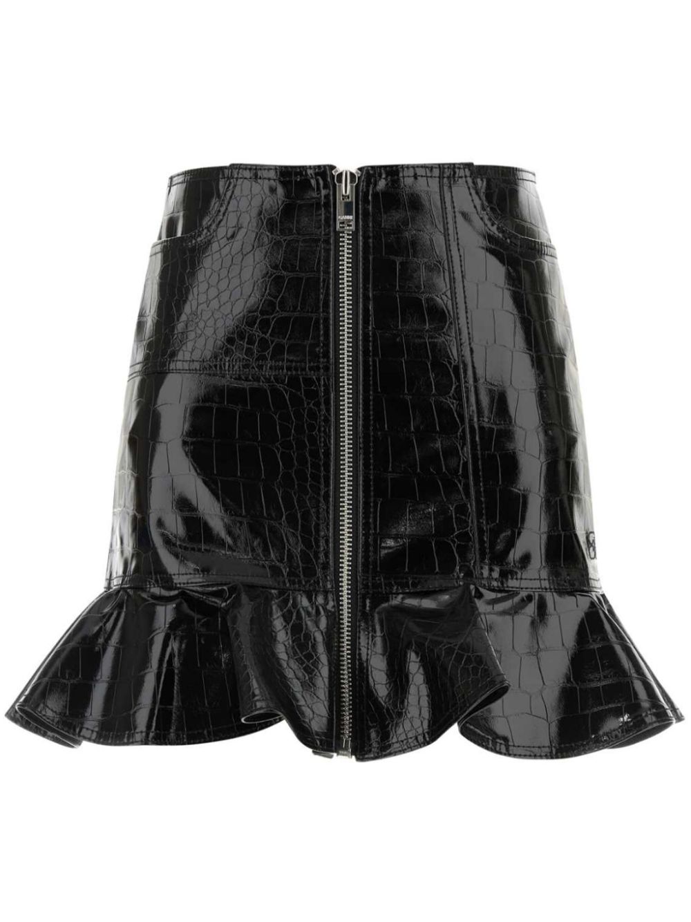 GANNI Future coated mini skirt - Black von GANNI