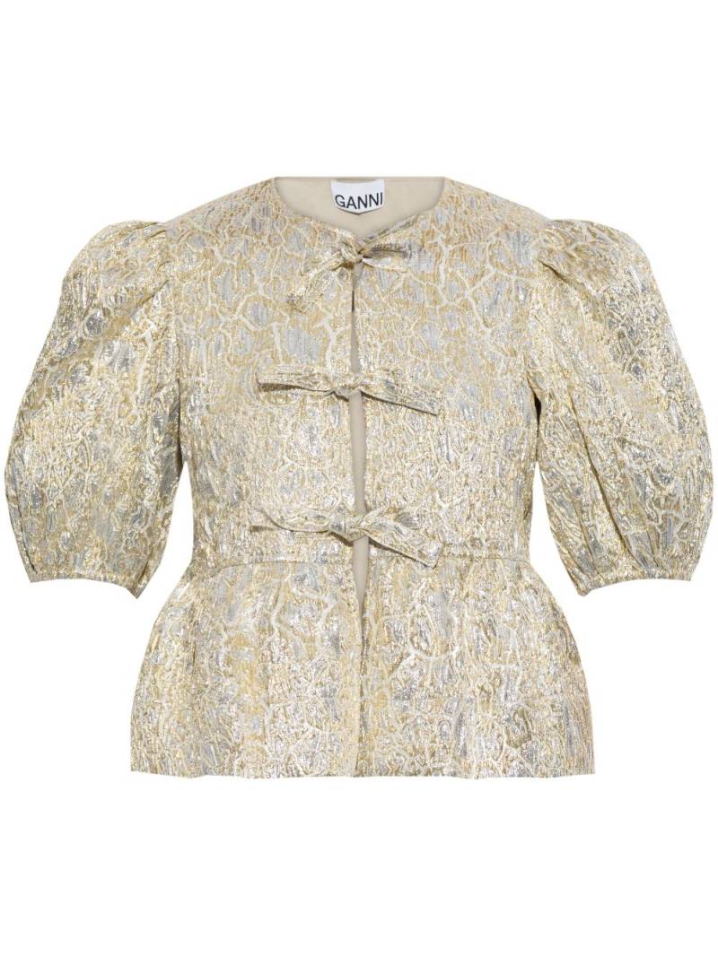 GANNI Lurex thread blouse - Gold von GANNI