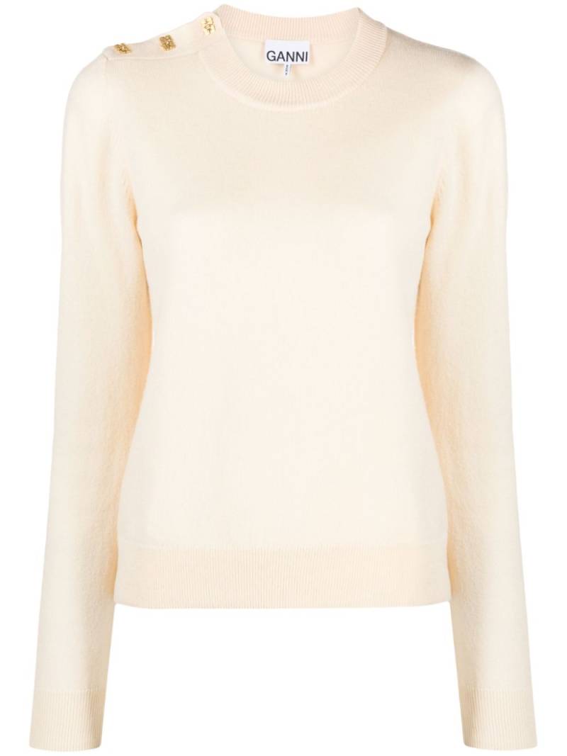 GANNI Mix merino-cashmere jumper - Neutrals von GANNI