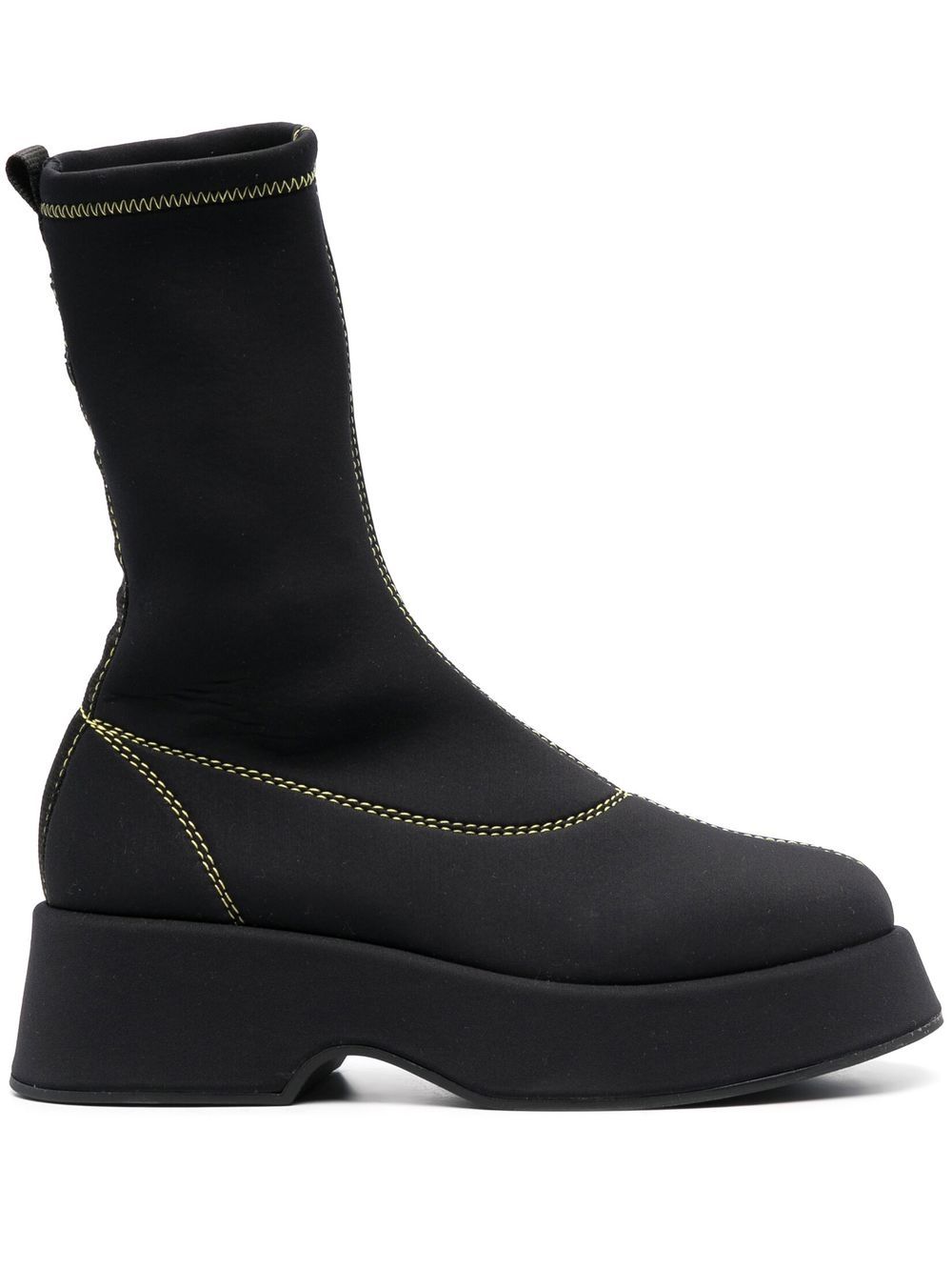 GANNI Retro Flatform ankle boots - Black von GANNI