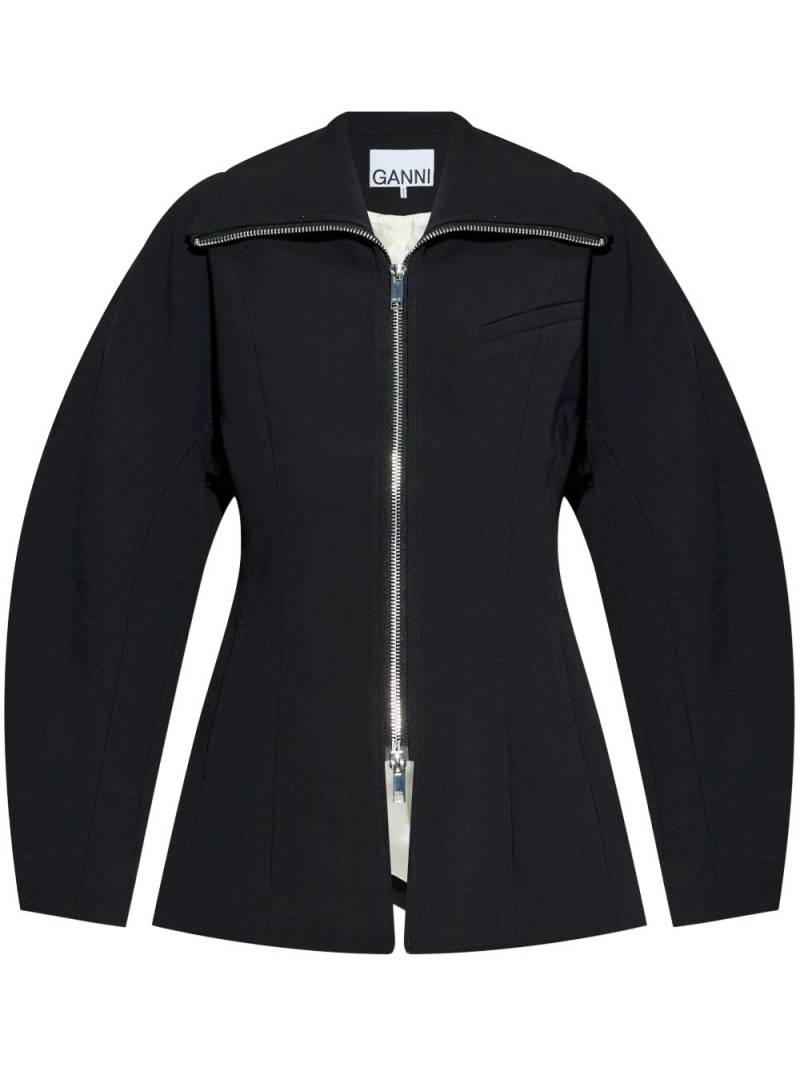 GANNI The Bonded Crepe jacket - Black von GANNI