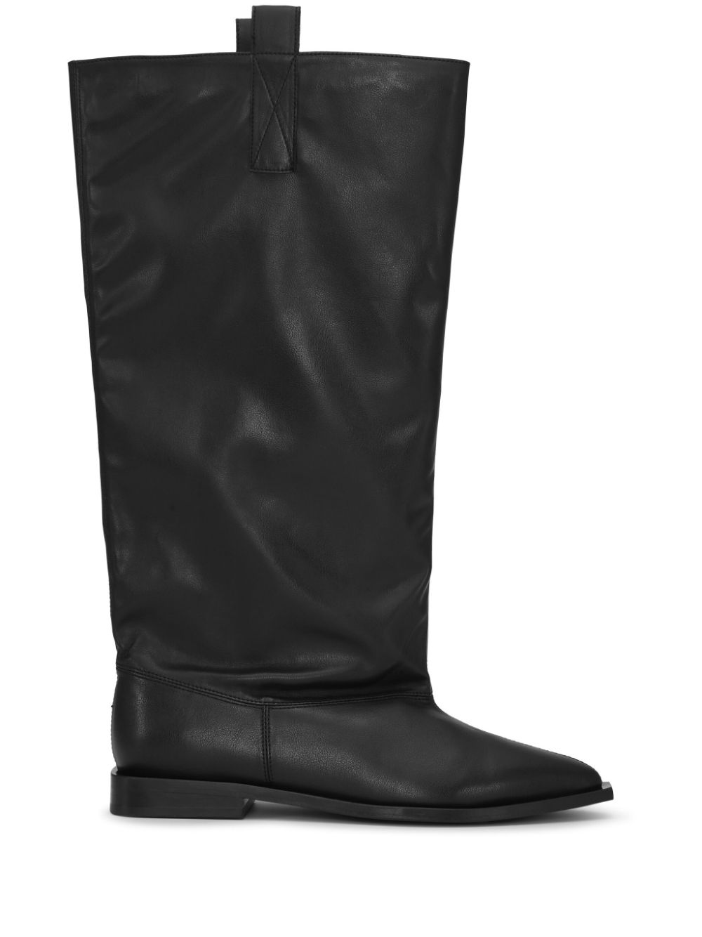GANNI Western Loose Flat Tubular leather boots - Black von GANNI
