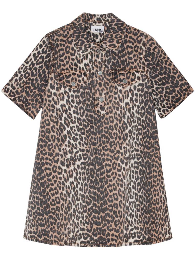 GANNI animal-print denim mini skirt - Brown von GANNI