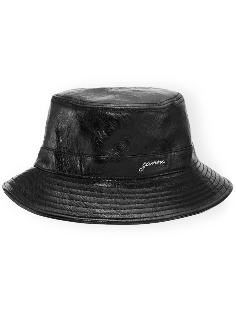 GANNI appliqué-logo bucket hat - Black von GANNI