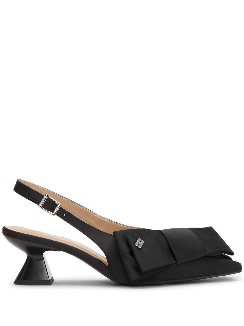 GANNI big bow satin pumps - Black von GANNI