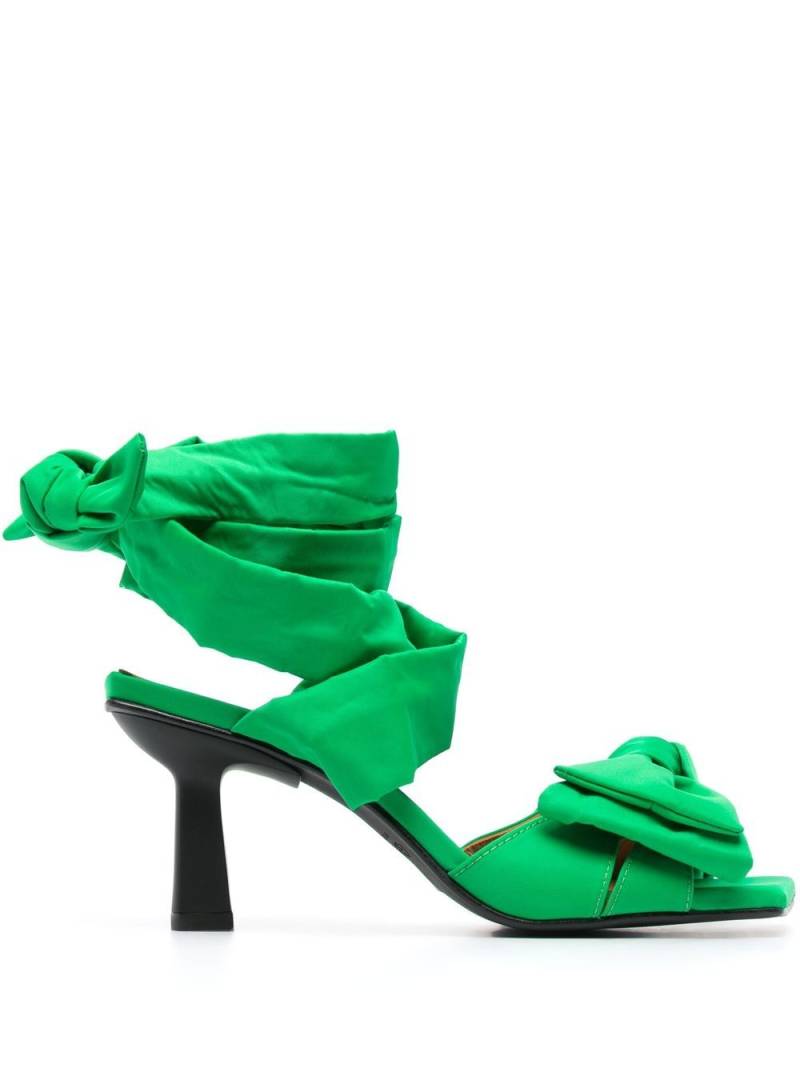 GANNI bow-detail 85mm sandals - Green von GANNI