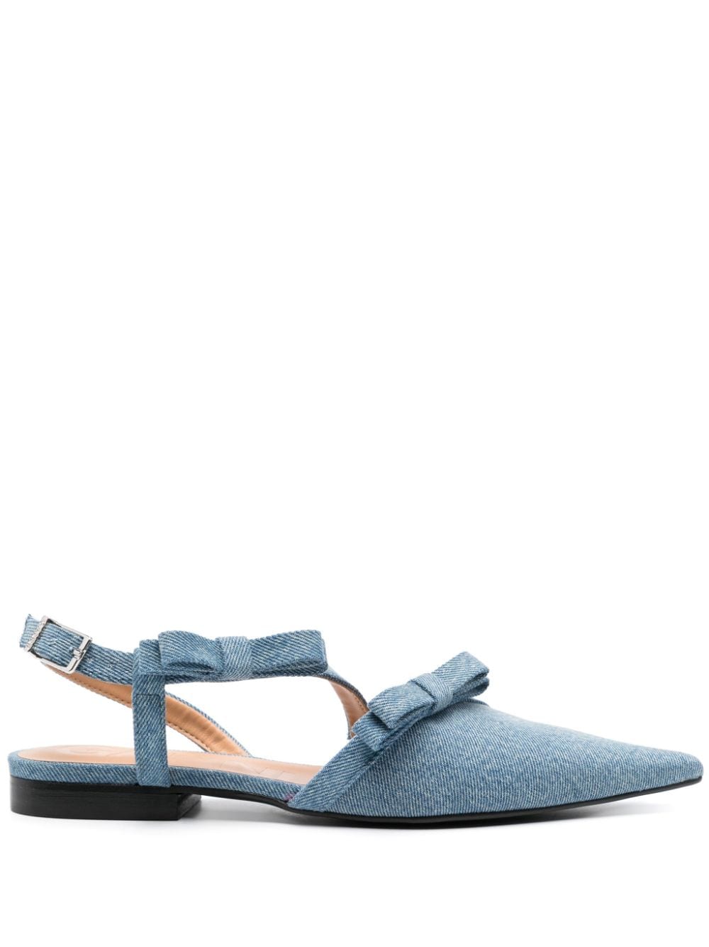 GANNI bow-detailing pointed-toe ballerina shoes - Blue von GANNI