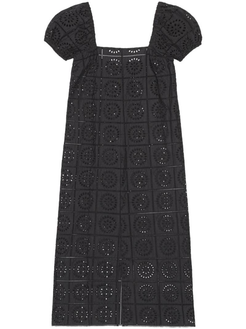 GANNI broderie anglaise midi dress - Black von GANNI