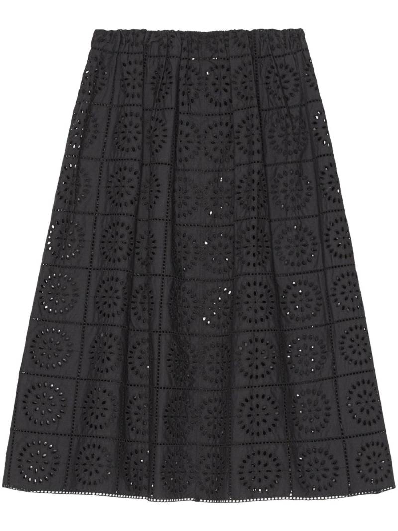 GANNI broderie-anglaise straight skirt - Black von GANNI