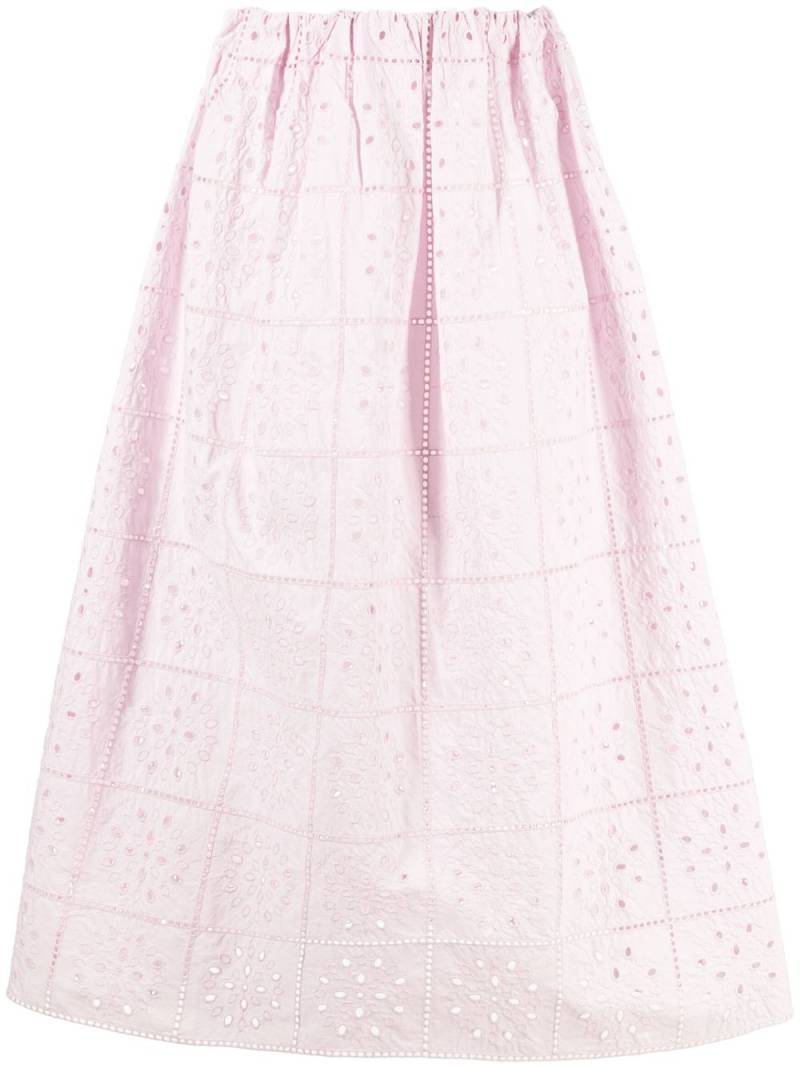 GANNI broderie-anglaise straight skirt - Pink von GANNI