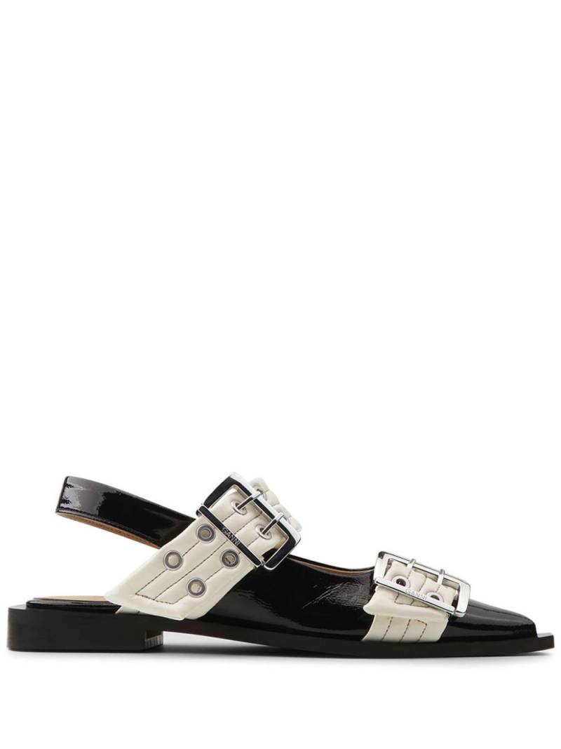 GANNI buckle-detail ballet flats - Black von GANNI